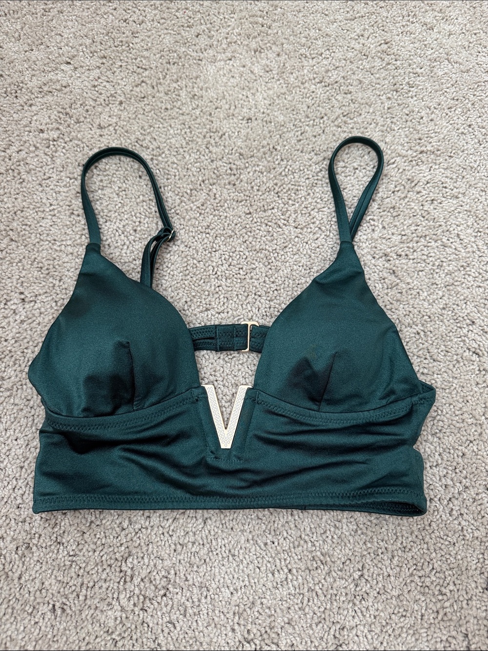 Victoria's Secret Dark Green V-Accent Bralette Bikini Top